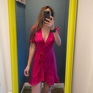 Pink wrap dress